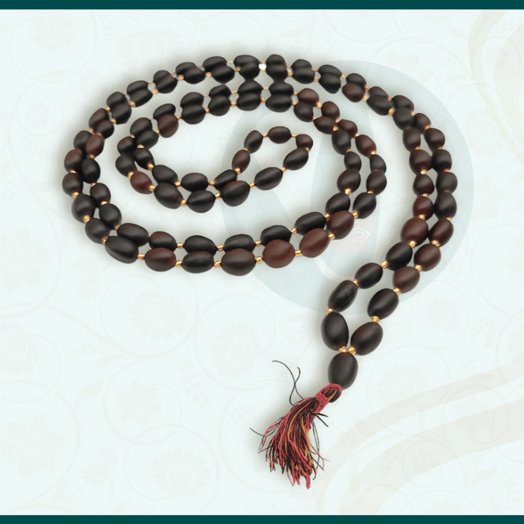 VastuCart Kamal Gatta Mala 108 Beads Original With Brass Spacers and Auspicious Goden Brass Wire For Diwali and Laxmi Puja, Wealth, Joy and Prosperity - Beautiful Lotus Seeds Japa Mala 